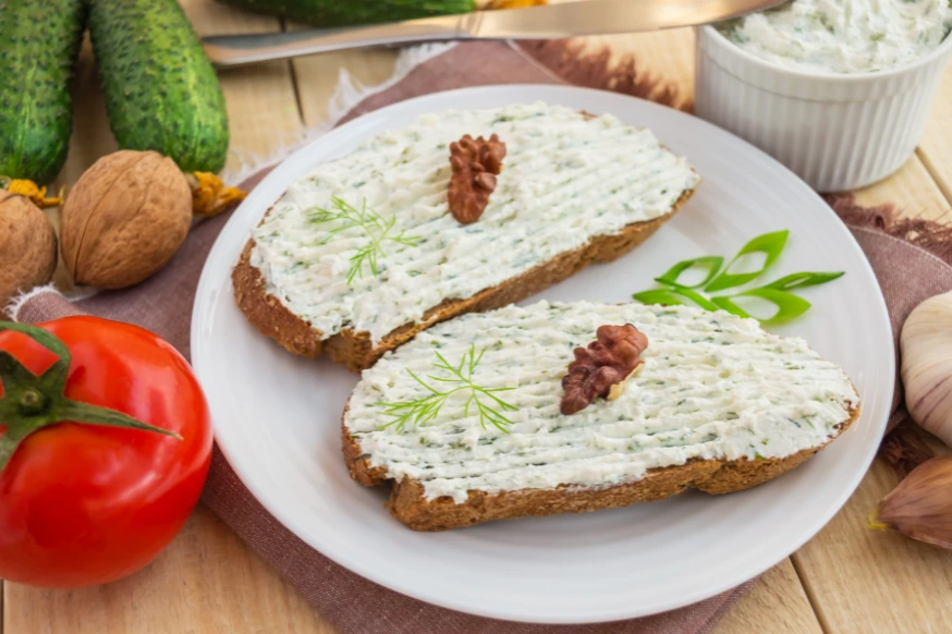 Cottage cheese spread on toast