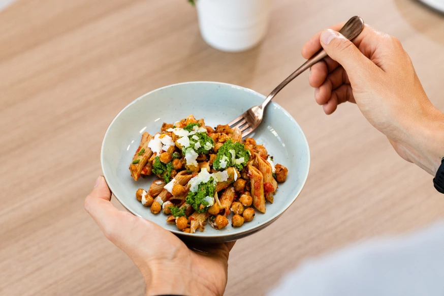 Perfect portion of whole grain pasta